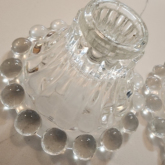 Vintage Anchor Hocking Boopie Berwick Glass Bubble Candlestick Holders (2) - Picture 3 of 4